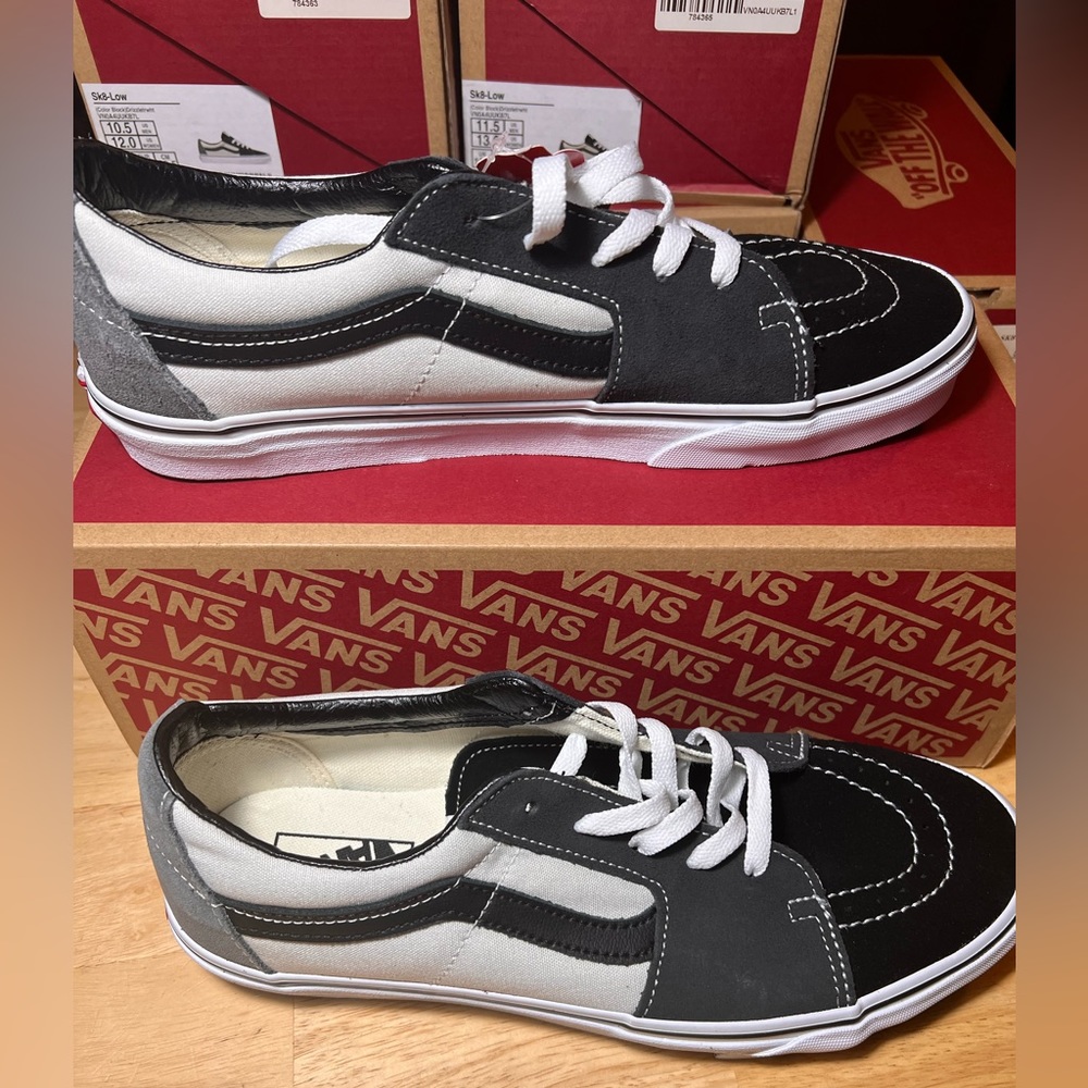 New Vans Sk8-Low Black/Drizzle Sneakers Low-Top BNIB